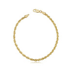 Hollow 10K Gold Rope Chain Bracelet // 3mm // Yellow (7" // 1.3g)