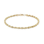 Hollow 14K Gold Rope Chain Bracelet // 4mm // Yellow (7" // 2.7g)