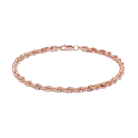 Hollow 14K Gold Rope Chain Bracelet // 4mm // Rose Gold (7" // 2.7g)