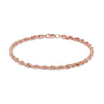 Hollow 14K Gold Rope Chain Bracelet // 4mm // Rose Gold (7" // 2.7g)