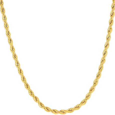 Hollow 10K Gold Rope Chain Necklace // 3mm // Yellow (16" // 2.6g)