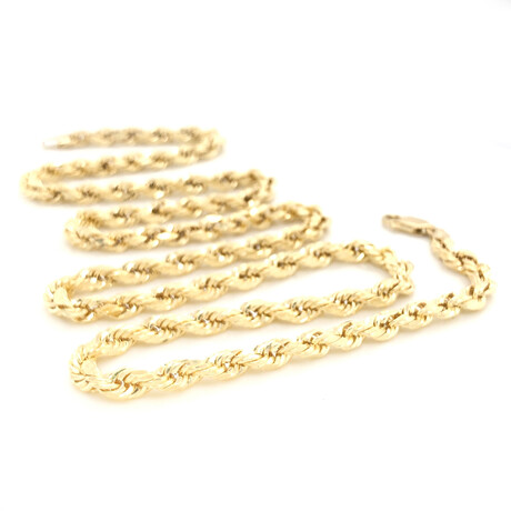 Hollow 14K Gold Rope Chain Necklace // 4mm // Yellow (16" // 5.3g)