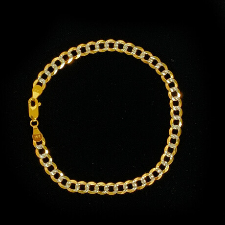 14K Solid Gold Two-Toned Cuban Chain Bracelet // 6mm // 8"