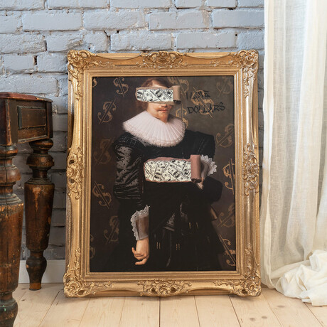 Money Boy // Gold Frame (30"H x 25"W x 2.3"D)