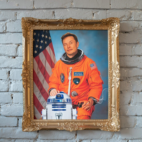 Elon Musk // Gold Frame (30"H x 25"W x 2.3"D)