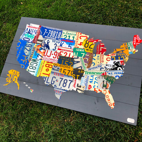 License Plate Map // United States // Gun Metal Gray