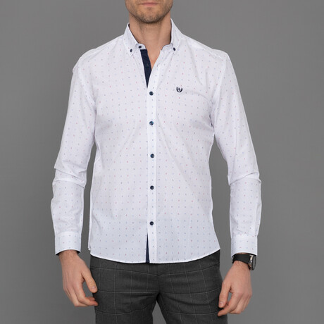 Lugano Button Down Shirt // White + Blue (S)