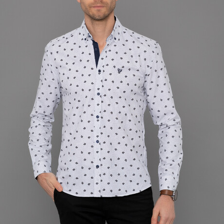 Bristol Button Down Shirt // White + Gray (S)