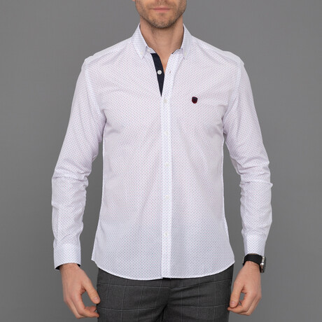 Brest Button Down Shirt // White Plaid (S)