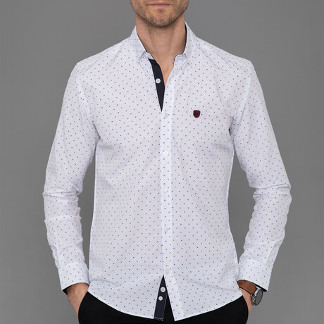 Bourges Button Down Shirt // White + Sax (S)