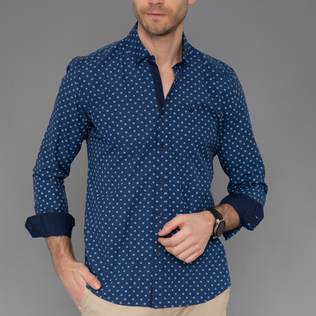 Limoges Button Down Shirt // Navy + White (S)