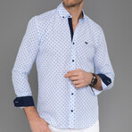 Lucerne Button Down Shirt // Sax + White (L)