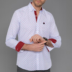 Nante Button Down Shirt // White + Red (2XL)