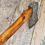 Damascus Axe // Hand Engraved Head // Full Walnut Handle