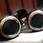 Phoenix Headphones // Polycarbonate Film + Zebra Wood