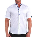 Galileo Diamond Short Sleeve Dress Shirt // White (S)