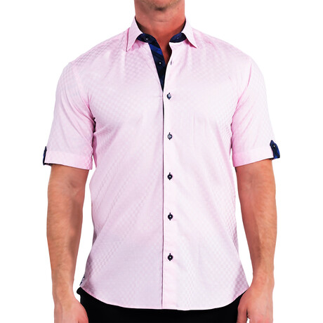 Galileo Square Short Sleeve Dress Shirt // Pink (S)