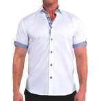 Galileo Diamond Short Sleeve Dress Shirt // White (S)