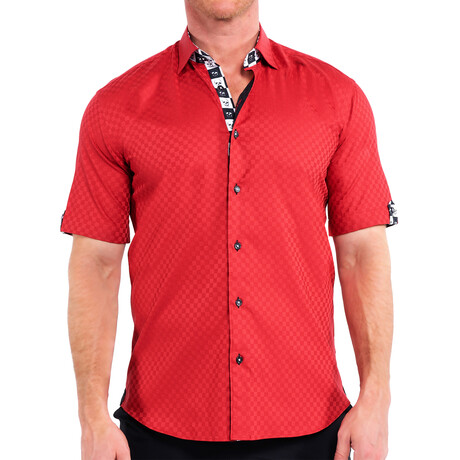 Galileo Square Button Up Shirt // Red (S)