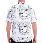 Galileo Lion Short Sleeve Dress Shirt // White (S)