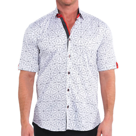 Galileo Geometric Button Up Shirt // White (S)