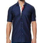 Fresh Navy Losange Short Sleeve Button Up Shirt // Blue (L)