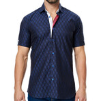 Fresh Navy Losange Short Sleeve Button Up Shirt // Blue (L)