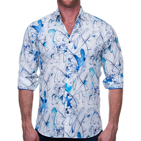 Fibonacci Scribble Dress Shirt // White (S)