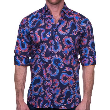 Fibonacci Snake Button Up Shirt // Blue (S)