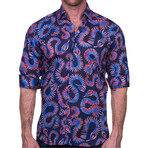 Fibonacci Snake Button Up Shirt // Blue (L)