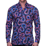 Fibonacci Snake Button Up Shirt // Blue (M)