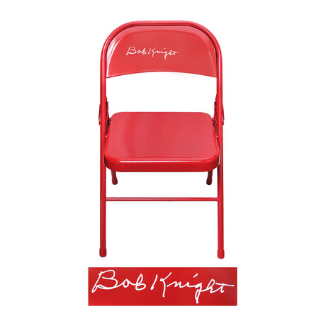 Bobby Knight // Signed Full Size Metal Folding Chair // Red