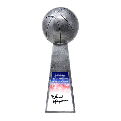 Elvin Hayes // Signed Basketball Champion 14" Replica Silver Trophy