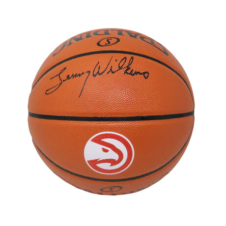 Lenny Wilkens // Atlanta Hawks // Signed Spalding Logo Game Series Replica NBA Basketball