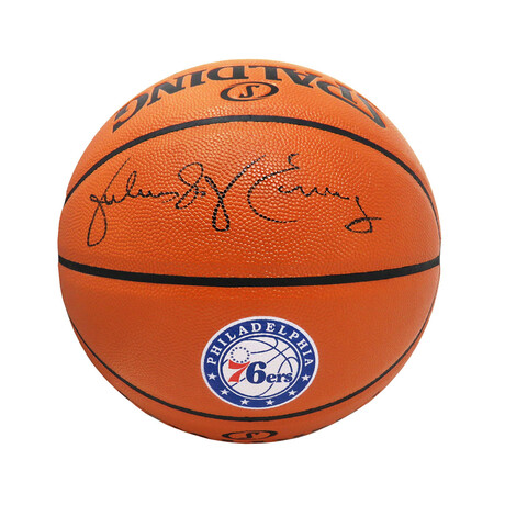 Julius "Dr. J' Erving // Philadelphia 76ers // Signed Spalding Logo Game Series Replica NBA Basketball
