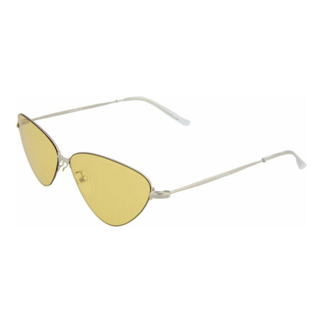 Balenciaga // Unisex Cat Eye Sunglasses // Silver + Yellow