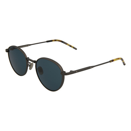 Bottega Veneta // Men's Round Sunglasses // Ruthenium + Blue