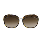 Bottega Veneta // Women's Round Sunglasses // Shiny Olive + Havana