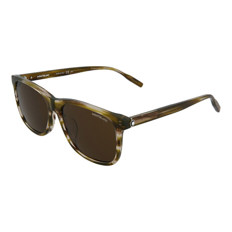 Montblanc // Men's Square Sunglasses V2 // Havana + Brown