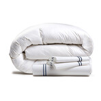 Penthouse Bundle // RDS All Season White Down Comforter + 3-Piece Duvet Cover Set // Navy Stitching (Full/Queen)