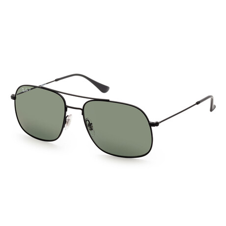 Unisex RB3595-90149A59 Polarized Sunglasses // Rubber Black + Dark Green Polar