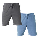 Pigment Dyed Shorts // Pack of 2 // Charcoal + Denim (2XL)
