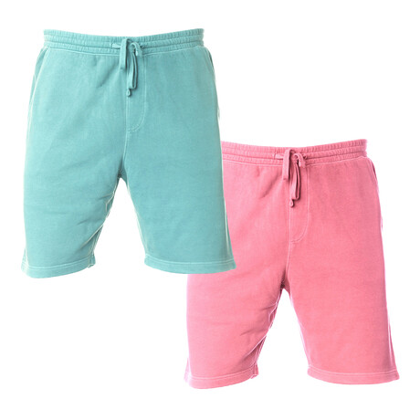 Pigment Dyed Shorts // Pack of 2 // Mint + Pink (S)