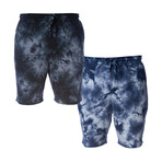 Pigment Dyed Shorts // Pack of 2 // Tie Dye Black + Tie Dye Navy (XL)