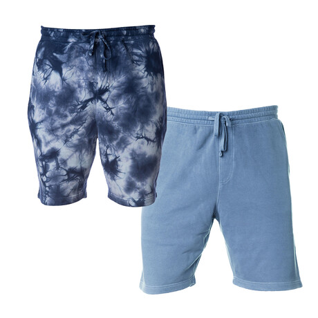 Pigment Dyed Shorts // Pack of 2 // Tie Dye Navy + Denim (S)