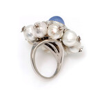 Lalique Muguet 18k White Gold + Diamond + Cabochon Ring // Ring Size 6.75 // Store Display