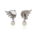 Lalique Vesta 18k White Gold + Diamond + Pearl Earrings // Store Display