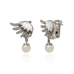 Lalique Vesta 18k White Gold + Diamond + Pearl Earrings // Store Display