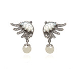 Lalique Vesta 18k White Gold + Diamond + Pearl Earrings // Store Display