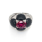 Adrienne 18k White Gold + Diamond Rubellite Ring // Ring Size 6.25 // Store Display